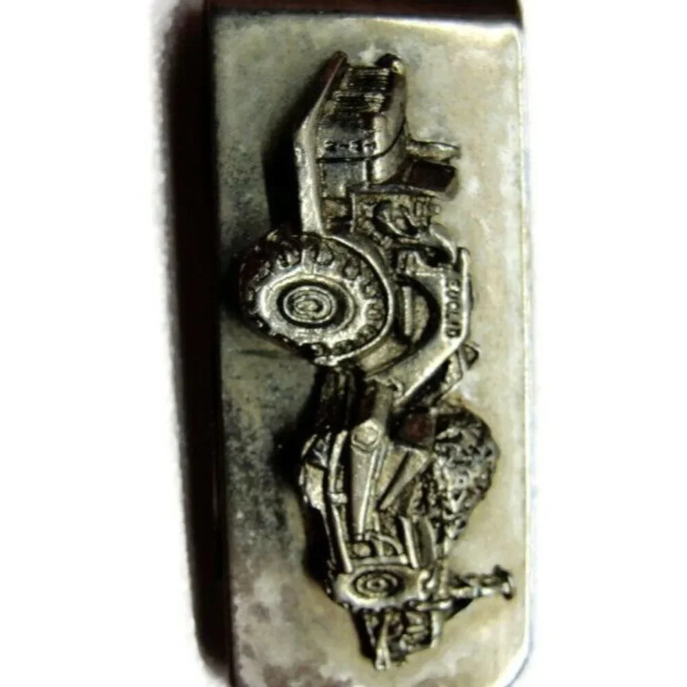 Money Clip Euclid Scraper Dirt Mover Stainless Steel Wallet Vintage Silver Tone